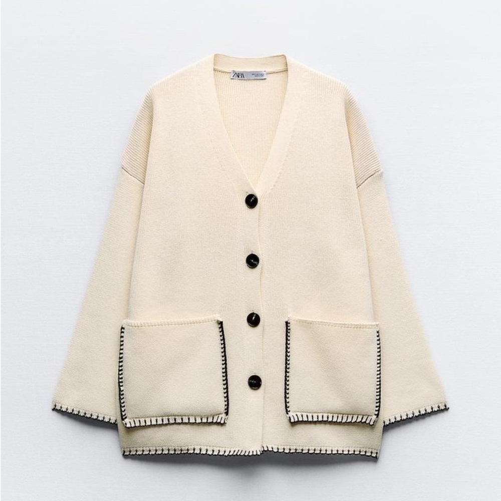 Zara Contrasting Top Stitch Cardigan